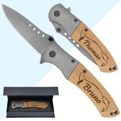 Couteau Peche Personnalis&eacute; Gravure Bois | TXC ARMEMENT