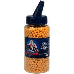 Billes airsoft 0,12g SPITFIRE - Biberon 2000 billes jaunes pour r&eacute;plique faible puissance
