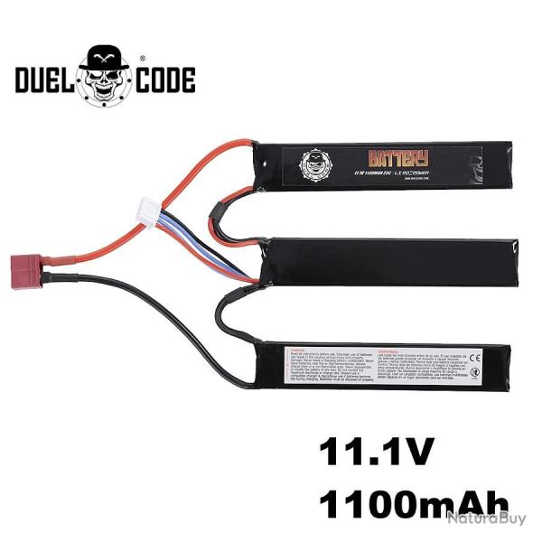 Duel Code Batterie LiPo 11.1V 1100mAh 25C 3 sticks T-Dean
