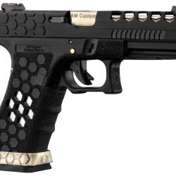 AW CUSTOM PISTOLET VX0101 HEX CUT NOIR/SILVER .177 (BILLES ACIER 4,5 MM)