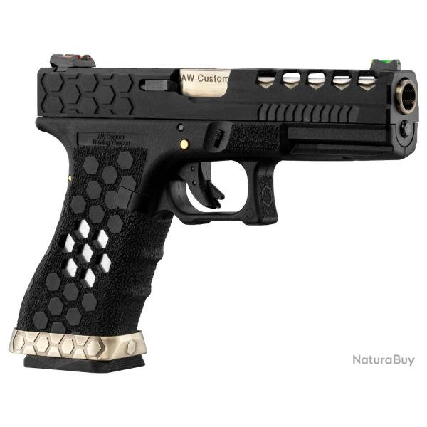 AW CUSTOM PISTOLET VX0101 HEX CUT NOIR/SILVER .177 (BILLES ACIER 4,5 MM)