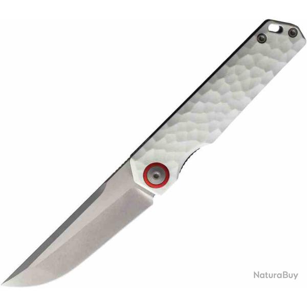 Couteau Maxace Baby Racoon V Lame Acier 10Cr15CoMoV Satin Manche G10 Blanc Liner Lock MAXMM482B
