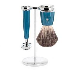 Set 3 pi&egrave;ces bleu Muhle Rytmo lame s&eacute;curit&eacute;, pur noir