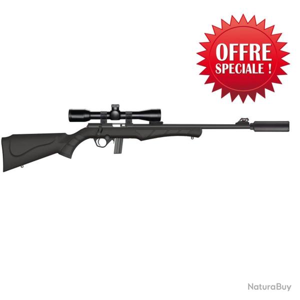 PACK SILENCE ROSSI CALIBRE 17 HMR + LUNETTE 3-9x40 + SILENCIEUX + 2 CHARGEURS 1/2X20 UNF