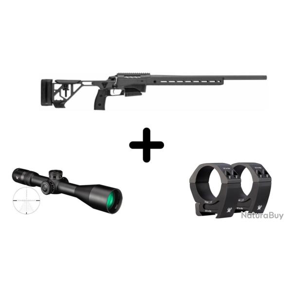 PACK TIKKA T3X ACE TARGET 6.5 CREEDMOOR BLACK STEEL + LUNETTE + COLLIERS