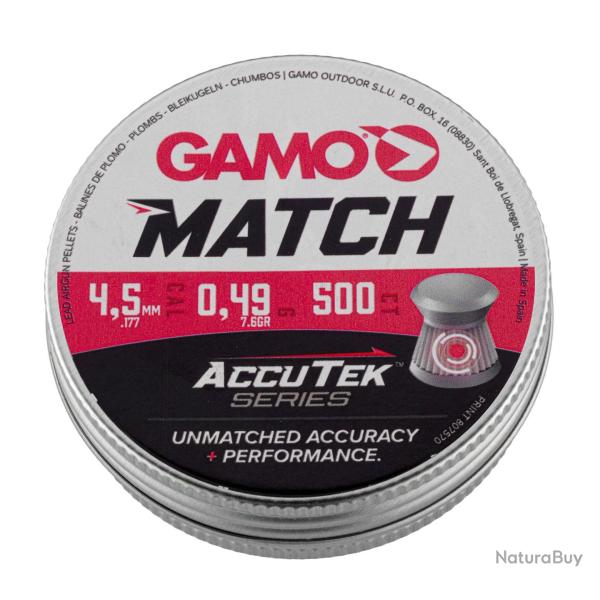 BOITE DE PLOMBS GAMO MATCH ACCUTEK 4.5mm (x500)