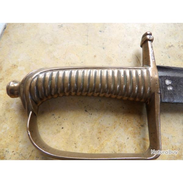 sabre briquet infanterie 1767 lame � pan creux poin�ons lame oxyd�e ancien r�gime r�volution empire