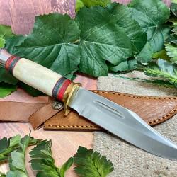 Couteau Poignard Rite Edge Silver Stream Lame Acier 1055 Carbone Manche Pakkawood & Os Etui Cuir
