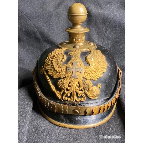 Casque � pointe Prussien Kugelhaube sous off sup artillerie mont�e landwher 1885