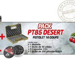 Pack Pistolet &agrave; plombs 4,5 mm CO2 GAMO PT-85 D&eacute;sert (3,90 joules) - PACK CERISE 2026