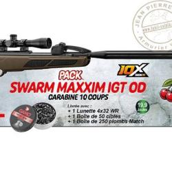 Pack carabine &agrave; plombs 4,5 mm GAMO Swarm Maxxim IGT Green (19,9 Joules) - Pack Cerise 2026