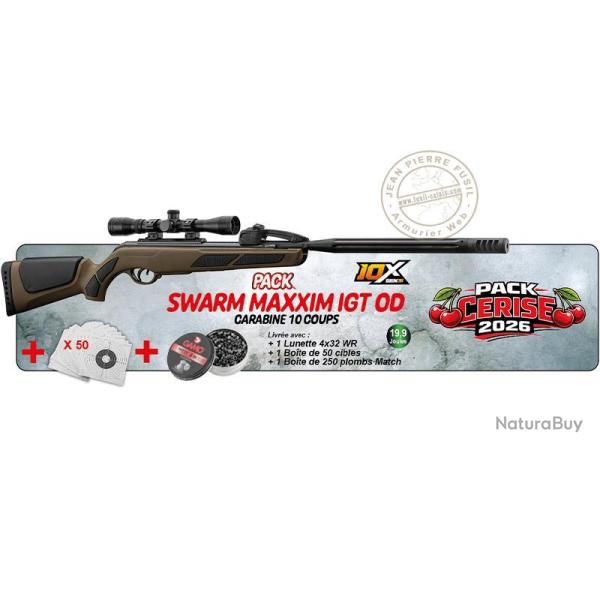 Pack carabine � plombs 4,5 mm GAMO Swarm Maxxim IGT Green (19,9 Joules) - Pack Cerise 2026