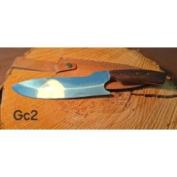GC2 - Couteau artisanal manche bois + &eacute;tui cuir