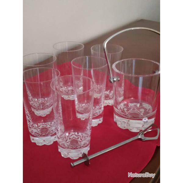 Verres + seau � gla�ons  cristal de s�vres
