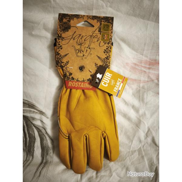ROSTAING Gants de jardin 100% cuir - Taille 9 - NEUFS