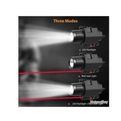 Super promo !!! Lampe torche ( 200 LM ) avec laser pour pistolet ou carabine pour rail  de ( 20mm )
