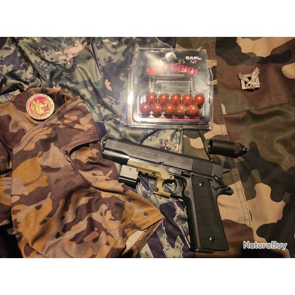 Colt 45 Government A1 1911 Pack 9mm blanc + viseur laser