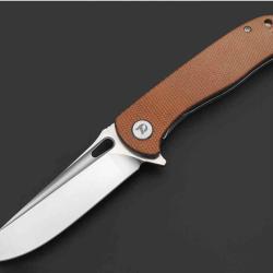 Couteau Dreamtech Lame Acier D2 Satin Manche Micarta Marron Liner Lock DTK3898MO