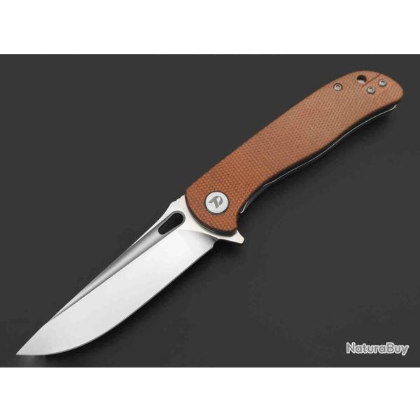 Couteau Dreamtech Lame Acier D2 Satin Manche Micarta Marron Liner Lock DTK3898MO