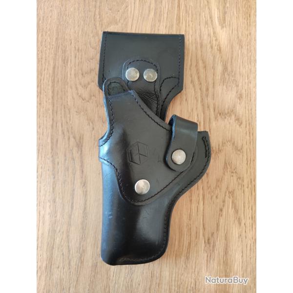 �tui cuir gaucher pour revolver Manurhin 3 pouces, 2 pi�ces en stock