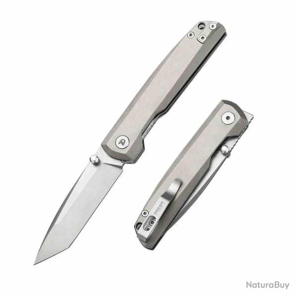 Couteau Dreamtech Lame Acier D2 Tanto Manche Titane Gris Liner Lock DTK4283TG