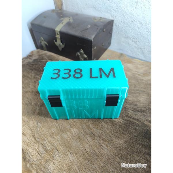 Boite de rangement munitions 338 lm cip +10mm bleu turquoise