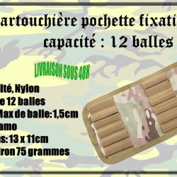 Cartouchi&egrave;re pochette fixations Molly avec une capacit&eacute; de 12 balles de couleur Camo