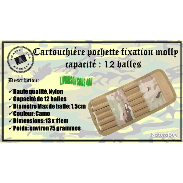 Cartouchi�re pochette fixations Molly avec une capacit� de 12 balles de couleur Camo