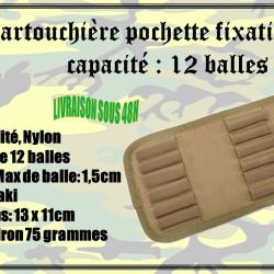 Cartouchi&egrave;re pochette fixations Molly avec une capacit&eacute; de 12 balles de couleur Kaki