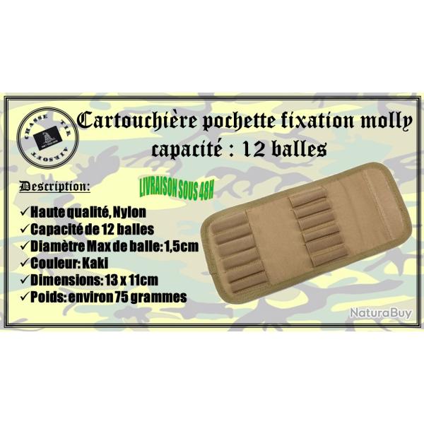 Cartouchi�re pochette fixations Molly avec une capacit� de 12 balles de couleur Kaki