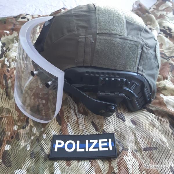 Casque type FDO + couvre casque + contrepoids + Patch PVC POLIZEI