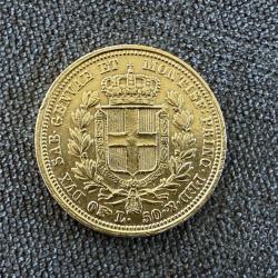 Pi&egrave;ce 50 Lire 1833 or, Monnaie, Italie, Charles Albert - Pi&eacute;mont Sardaigne