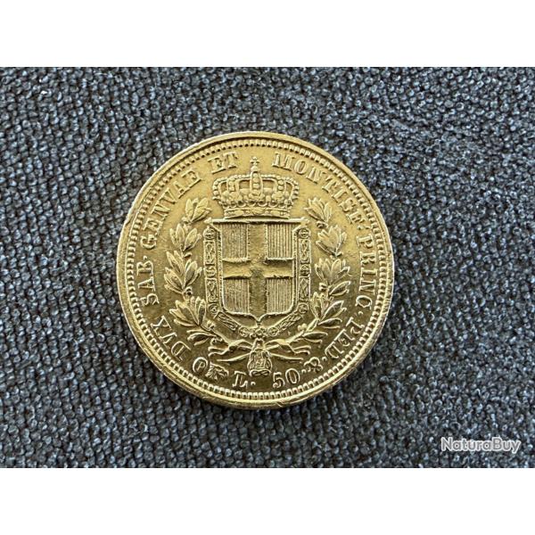 Pi�ce 50 Lire 1833 or, Monnaie, Italie, Charles Albert - Pi�mont Sardaigne