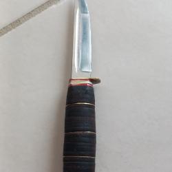Couteau Allemand Solingen Rostfrei manche en cuir et laiton