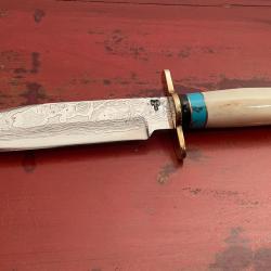 Couteau poignard de chasse / lame damas Bowie style / Forge  Franck Herpin