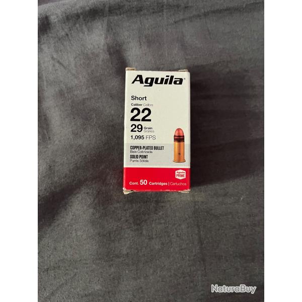 50 munitions Aguila 22 short 29 grains