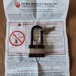 Verrou de pontet cadenas Ruger neuf emball&eacute; pour revolver, fusil ou carabine ruger