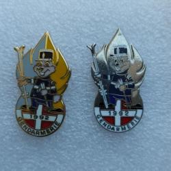 PINS GENDARMERIE MASCOTTE 1992 LOT DE 2 PINS