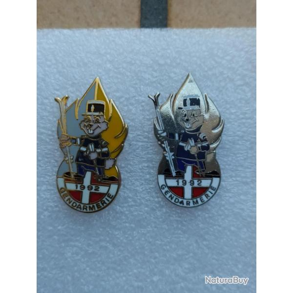 PINS GENDARMERIE MASCOTTE 1992 LOT DE 2 PINS