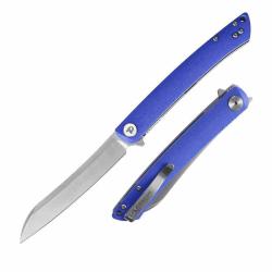 Couteau Dreamtech Liner Lock Lame Acier D2 Satin Manche G10 Bleu D4224SBL