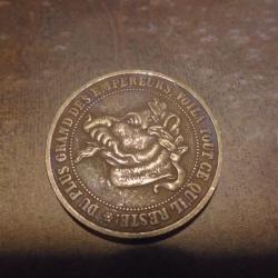 Monnaie Satirique - Module de 10 Centimes &agrave; "la T&ecirc;te de Cochon" - 1870
