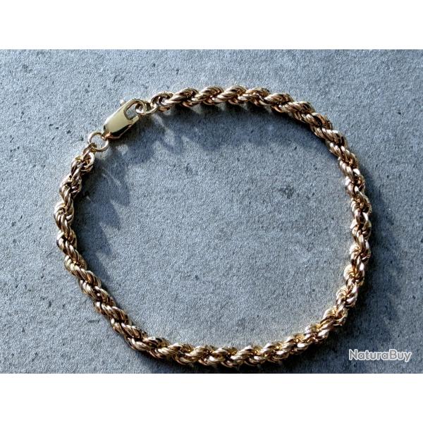 Bracelet femme - or 18 carats - Maille corde - 18 cm