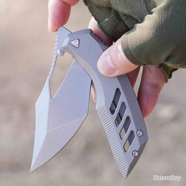 Couteau Artisan Cutlery Dark Wing Lame Acier S35VN Manche Titane Gris Framelock ATZ1887GGY