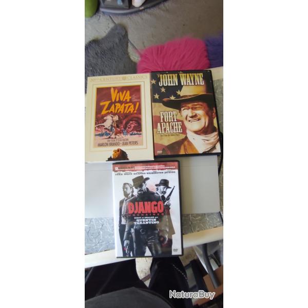 3 FILMS WESTERNS  DJANGO UNCHAINED FORT APACHE VIVA ZAPATA