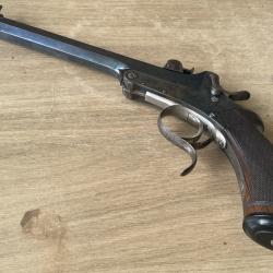 PISTOLET DE TIR A BRISURE CALIBRE 22 &laquo;&nbsp;AUGUSTE FRANCOTTE&nbsp;&raquo; SOUS BREVET COUNET