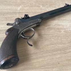PISTOLET DE TIR A BRISURE CALIBRE 22 &laquo;&nbsp;AUGUSTE FRANCOTTE&nbsp;&raquo; SOUS BREVET COUNET
