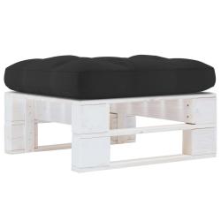 Pouf palette de jardin Bois de pin impr&eacute;gn&eacute; de blanc