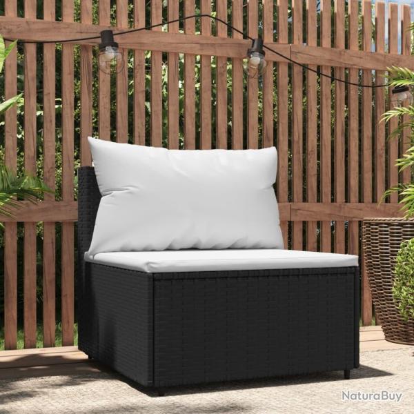 Canap� central de jardin avec coussins noir r�sine tress�e