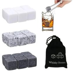 Lot de 6 pierres &agrave; whisky r&eacute;utilisables pour rafra&icirc;chir vos boissons