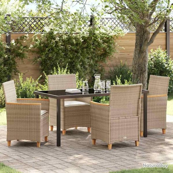 Ensemble de salle � manger pour jardin 5 pcs Beige polyrotin